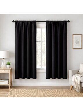 Sun Zero Blackout Curtain Panel 52in x 63in Two Single Panels Rod Pocket NEW